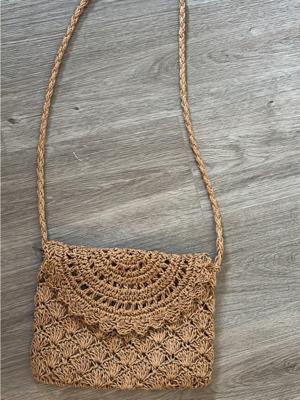 Woven Straw Crossbody Bag in Natural Tan